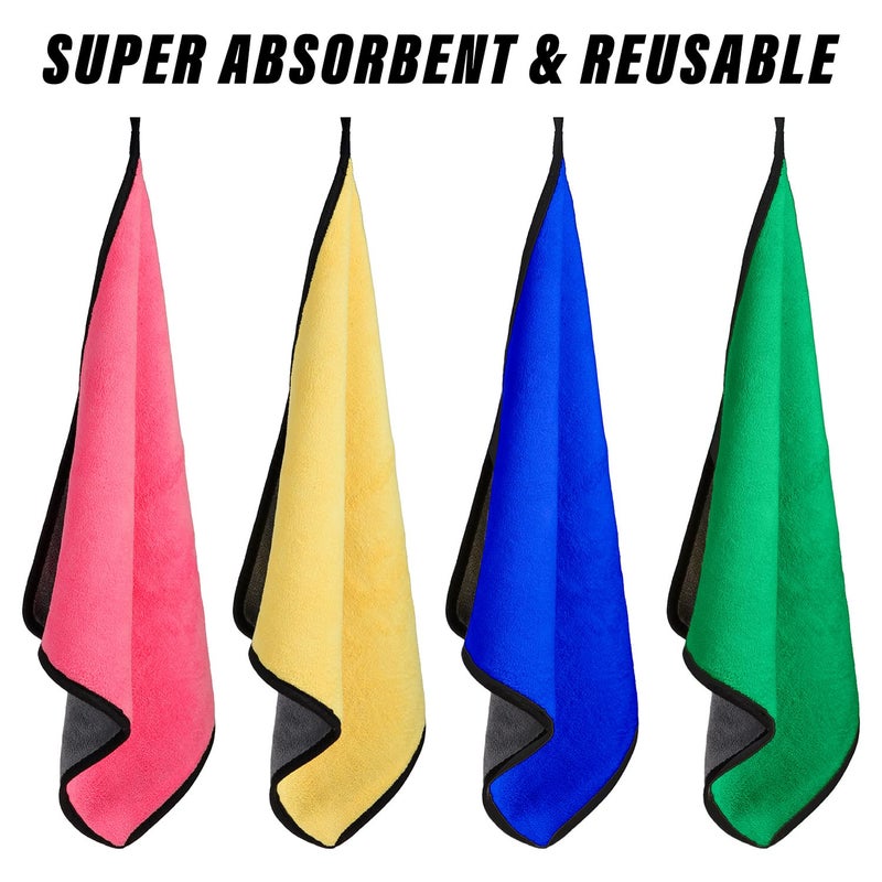 Kuber Industries Cleaning Towel Reusable Cleaning Cloths for Kitchen Duster Towel for Home Cleaning 400 GSM Cleaning Cloth Towel with Hanging Loop 40x40 Pack of 4 Pink - Image 5