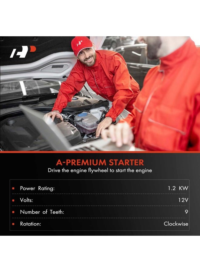 A-Premium محرك بدء التشغيل متوافق مع هوندا سيفيك وأكورا EL 1998 1999 2000 2001 2002 2003 2004 2005، 1.6 لتر 1.7 لتر، 12 فولت 1.2 كيلو وات 9T في اتجاه عقارب الساعة، استبدال# 31200-P2E-A51 - Image 2