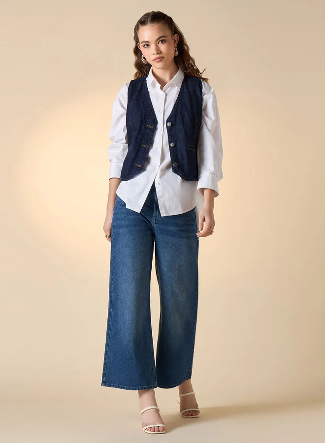 لي كوبر جاكيت لي كوبر بدون أكمام بحزام وإبزيم وجيوب