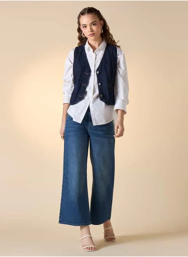 لي كوبر Lee Cooper Buckle Strap Detail Sleeveless Jacket with Pockets