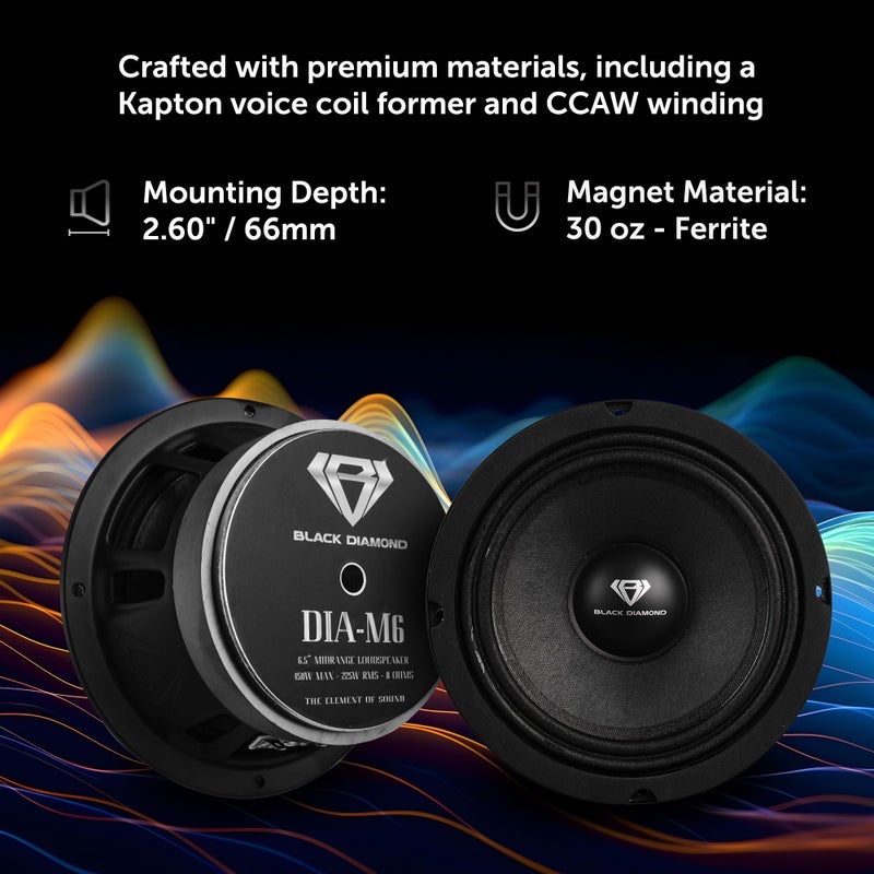BLACK DIAMOND Dia-M6 6.5" Mid Range Loudspeaker with Bullet 450 Watts 8-Ohm (1 Speaker) - Image 4