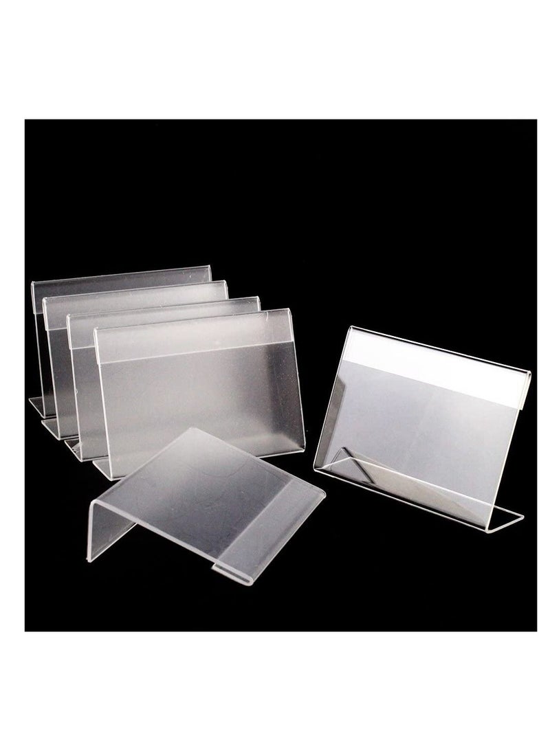 SYOSI Acrylic Sign Holder, Clear Sign Holder Clear Tabletop Plastic Menu Display Holder Slant Back Sign Holders  Horizontal Sign Holder Plastic Display Stand for Office, Store(10 Pack)  - Image 1