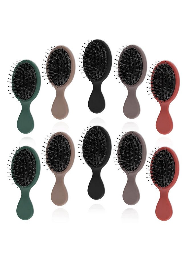 HQSLsund 10 Pack Mini Boar Bristle Brush Individually Wrapped Boar And Nylon Bristles Adds Shine Promote Hair Growth Scalp Massage And Detangling Safe For All Hair Types Extensions Wigs 5 Colors  - Image 2
