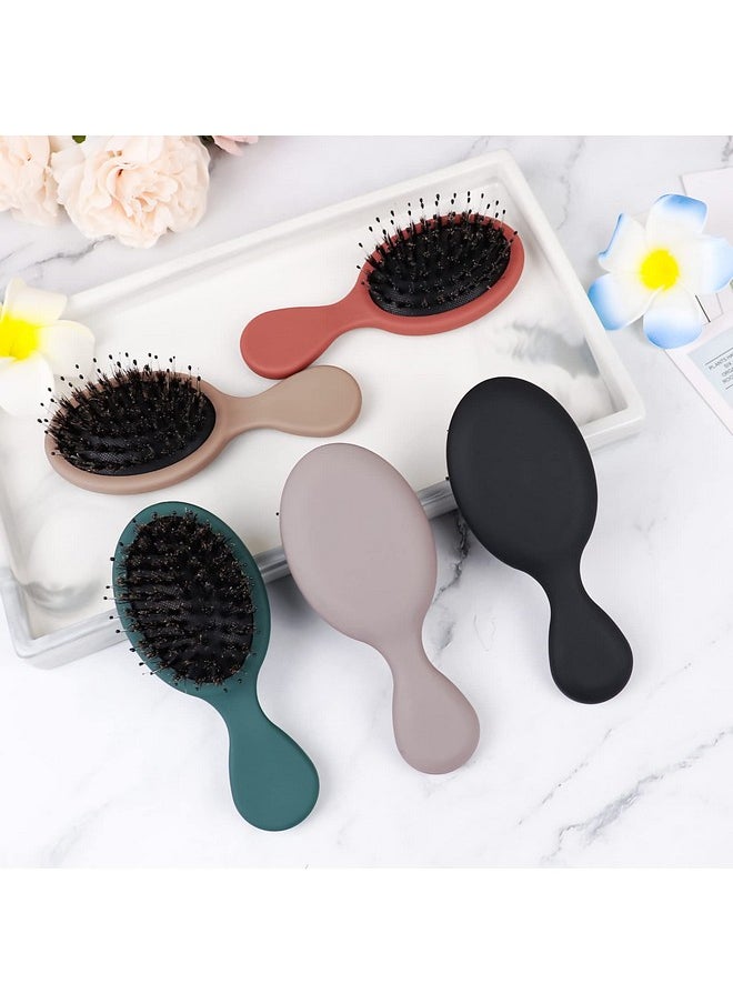 HQSLsund 10 Pack Mini Boar Bristle Brush Individually Wrapped Boar And Nylon Bristles Adds Shine Promote Hair Growth Scalp Massage And Detangling Safe For All Hair Types Extensions Wigs 5 Colors  - Image 3