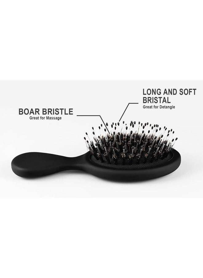 HQSLsund 10 Pack Mini Boar Bristle Brush Individually Wrapped Boar And Nylon Bristles Adds Shine Promote Hair Growth Scalp Massage And Detangling Safe For All Hair Types Extensions Wigs 5 Colors  - Image 5