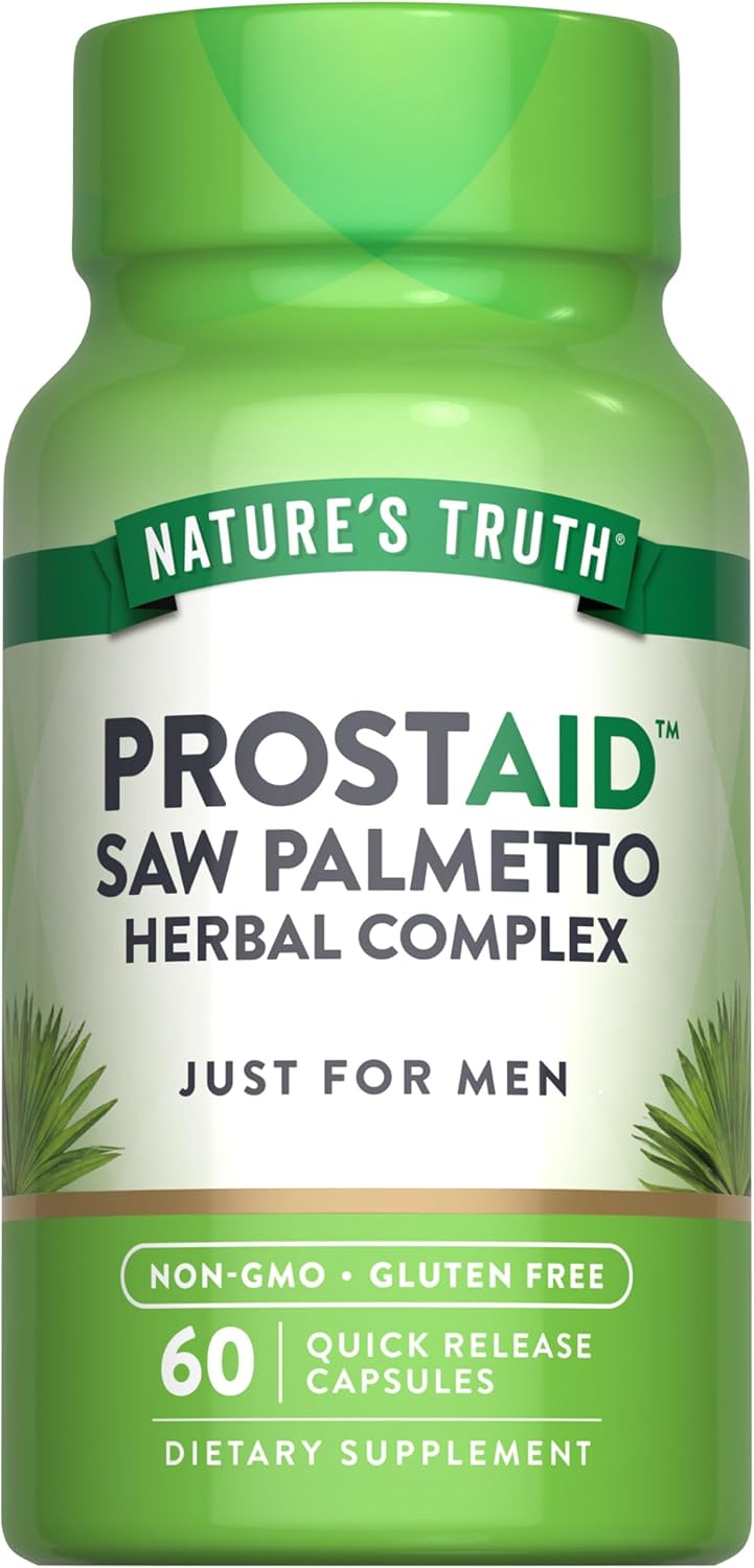 natures truth مكمل دعم البروستاتا من ناتشرز تروث مع ساو بالميتو للرجال كبسولات مركب عشبي خالية من الكائنات المعدلة وراثيًا وخالية من الجلوتين - Image 1