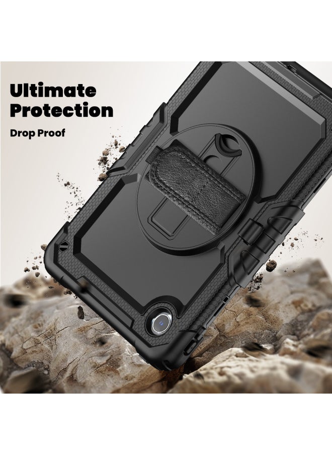 For Lenovo TabM11 Protective Case Tb330fu Bracket 331fc Anti-drop Anti-fingerprint K11 Protective Case Hand Strap-Color:Black-Applicable Model:Lenovo M11 Hd 11 Inch /xiaoxin Pad 11/k11 Lte 2024