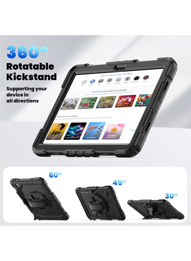 For Lenovo TabM11 Protective Case Tb330fu Bracket 331fc Anti-drop Anti-fingerprint K11 Protective Case Hand Strap-Color:Black-Applicable Model:Lenovo M11 Hd 11 Inch /xiaoxin Pad 11/k11 Lte 2024