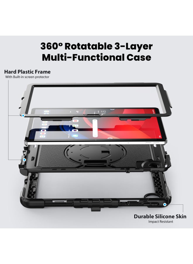 For Lenovo TabM11 Protective Case Tb330fu Bracket 331fc Anti-drop Anti-fingerprint K11 Protective Case Hand Strap-Color:Black-Applicable Model:Lenovo M11 Hd 11 Inch /xiaoxin Pad 11/k11 Lte 2024