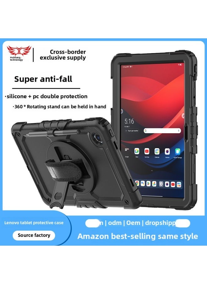 For Lenovo TabM11 Protective Case Tb330fu Bracket 331fc Anti-drop Anti-fingerprint K11 Protective Case Hand Strap-Color:Black-Applicable Model:Lenovo M11 Hd 11 Inch /xiaoxin Pad 11/k11 Lte 2024