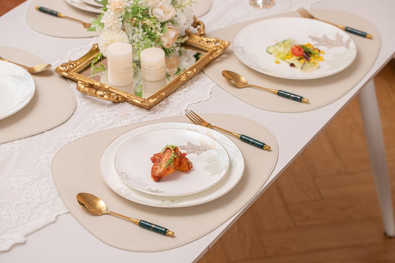 FHGNYSM Artistic Bone China Dinnerware Set with Gold Trim, Crafted with Traditional Chinese Artistry, Glazed Inner Patterns, Service for 4 – Maple Leaf Collection - Image 4