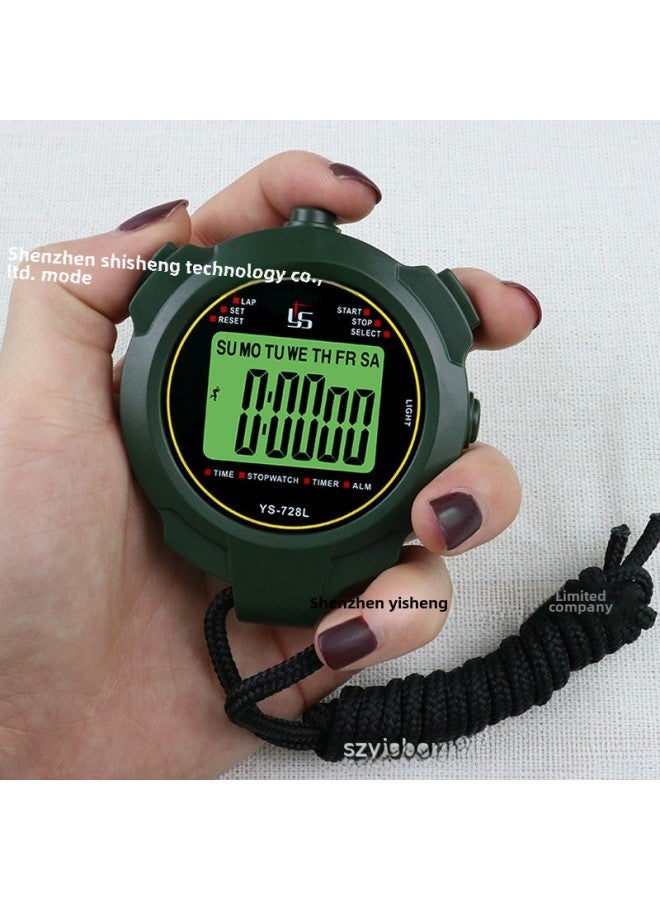 Outdoor Sports Stopwatch Timer Watch Waterproof Multifunctional Digital Timer Stopwatch For Running Cycling Swimming-Display Accuracy:YS-728L Green - Image 2