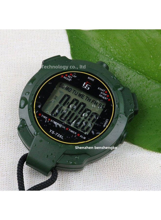Outdoor Sports Stopwatch Timer Watch Waterproof Multifunctional Digital Timer Stopwatch For Running Cycling Swimming-Display Accuracy:YS-728L Green - Image 3