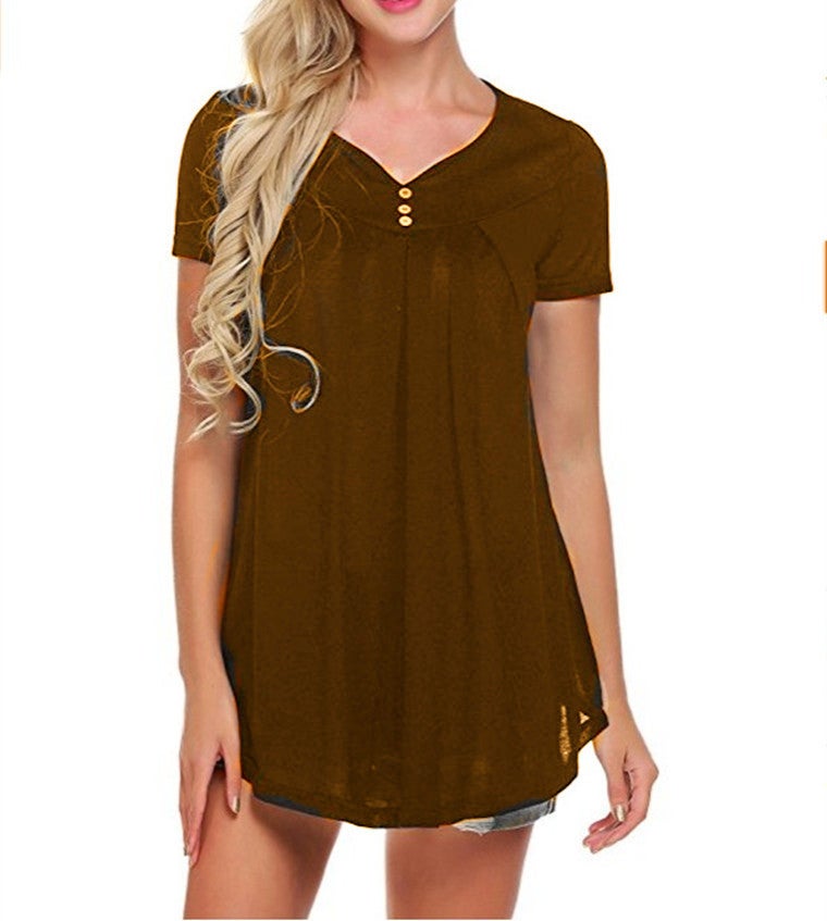 2022 Cross-border European and American foreign trade hot women's clothing wish AliExpress's new V-neck short-sleeved loose T-shirt black XL - Image 4