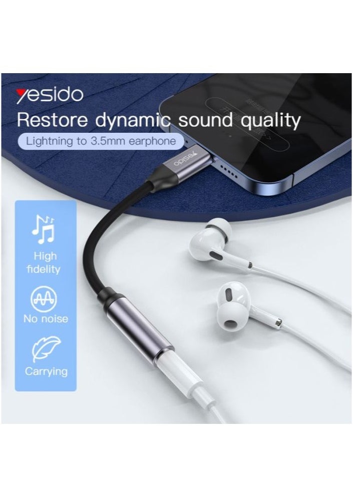 Yesido - Yesido Audio Cable AUX 3.5MM Lightning To Headphone Adapter 3.5millimeter Black - Image 1