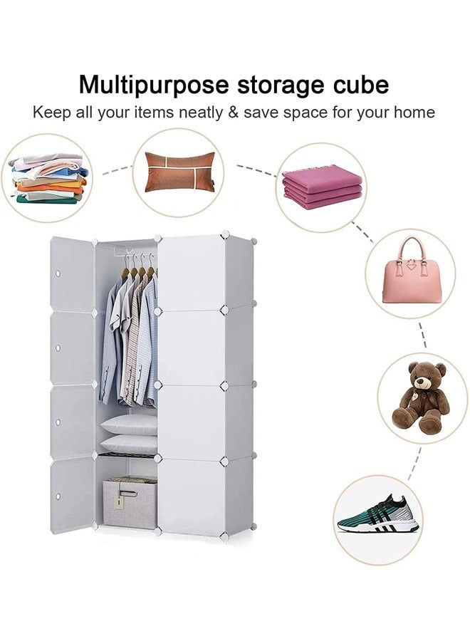 Generic Wardrobe Storage  Cabinets Storage Organizer Wardrobe  Portable Wardrobe Combination Armoire Modular Cabinet  DIY Multifunctional Wardrobe  Storage Organizer (6 Door 2 Hanging Rod)  - Image 3