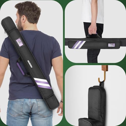 PEKREWS Pool Cue Case, Soft Pool Stick Case 1x1 Holds 1 Butt and 1 Shaft with Queue Zipper Pocket, Sturdy Polyester Billiard Cue Bag with Shoulder Strap Handle, Billiard Stick Bag for Men and Women - Image 4