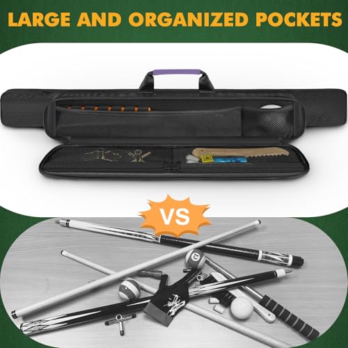 PEKREWS Pool Cue Case, Soft Pool Stick Case 1x1 Holds 1 Butt and 1 Shaft with Queue Zipper Pocket, Sturdy Polyester Billiard Cue Bag with Shoulder Strap Handle, Billiard Stick Bag for Men and Women - Image 5