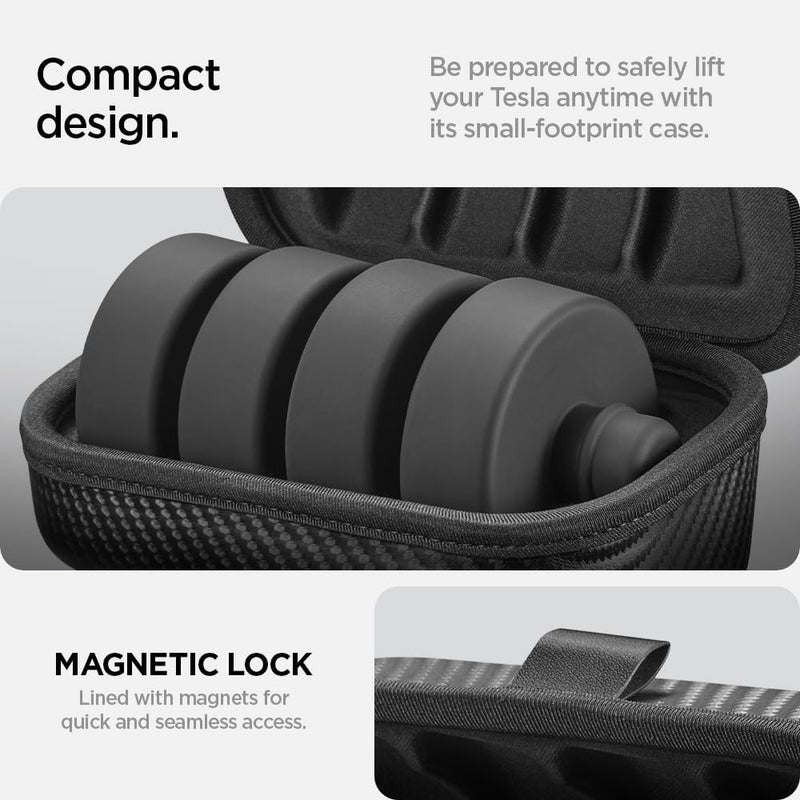 Spigen Tesla Model 3 2023, 2024 Highland and Model Y Lifting Jack Pads - 4 Packs, Carbon Edition with Storage Case - Image 3