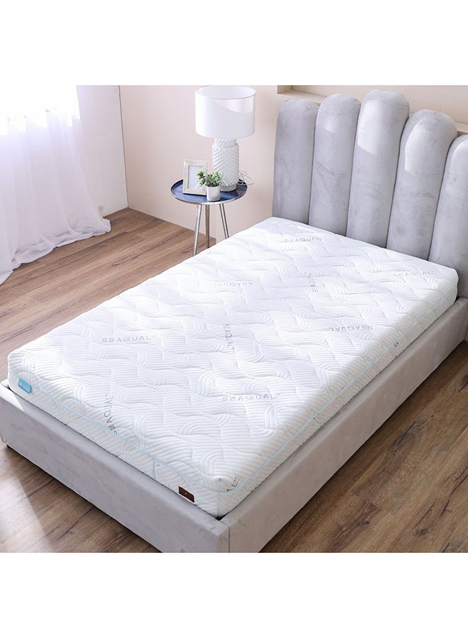 Seaqual Gel Memory Foam Mattress Medium Firm Feel Single Mattress Spine Balance For Pressure Relief L 190 X W 90 X 25 cm Thickness White/Blue