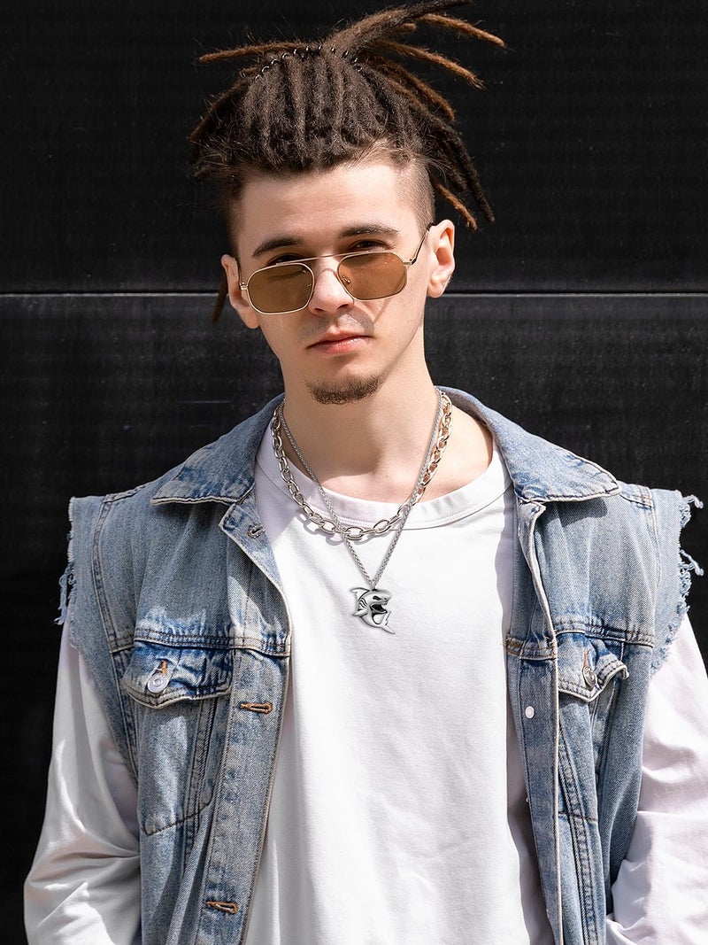 U7 Punk Shark Pendant Animal Jewelry with Stainless Steel Chain 22 Inch - Image 3