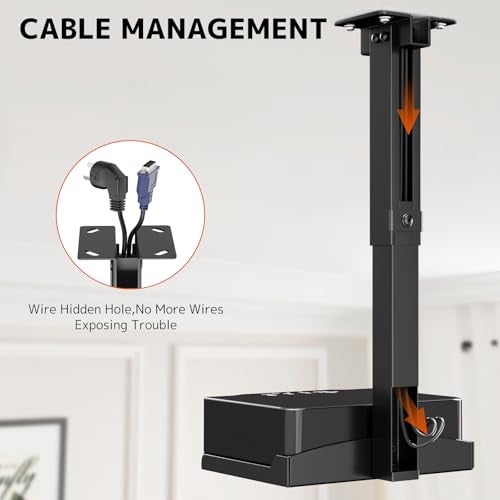 PUTORSEN Adjustable Projector Ceiling Mount,Universal Projector Shelf for Ceiling and Wall, Holds up to 22lbs，No Hole Installation, Hidden Cable Routing, Black（S） - Image 5