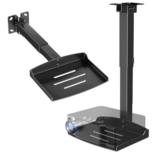 PUTORSEN Adjustable Projector Ceiling Mount,Universal Projector Shelf for Ceiling and Wall, Holds up to 22lbs，No Hole Installation, Hidden Cable Routing, Black（S） - Image 1