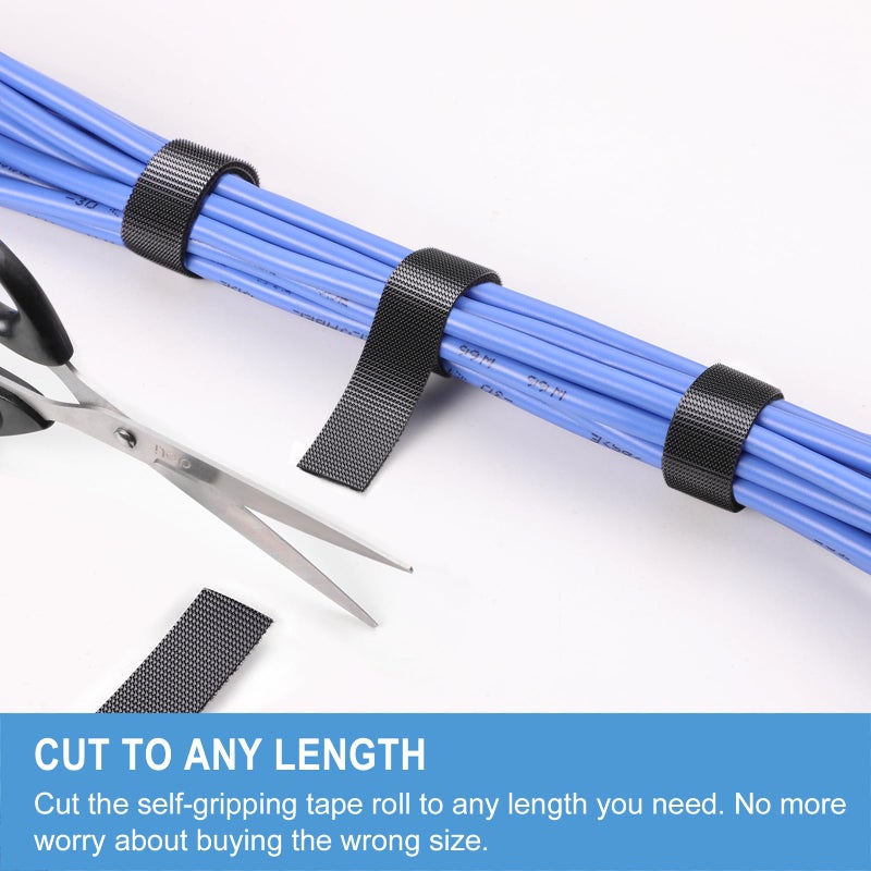 QTBLY 1in x 24ft | Hook and Loop Straps Heavy Duty | Double Sided Self-Gripping Strips | Reusable Multi-Purpose Wrap Roll for Home, Office, Data Center, and More - Image 4