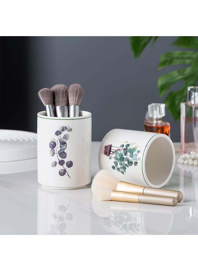 Bluejw Nordic Fresh Pen Conner Ceramic Pen Bucket Cosmetic Brush Storage Tube Eyeliner Eyebrow Pen Bucket Large Capacity Stationery Storage Box - Image 5