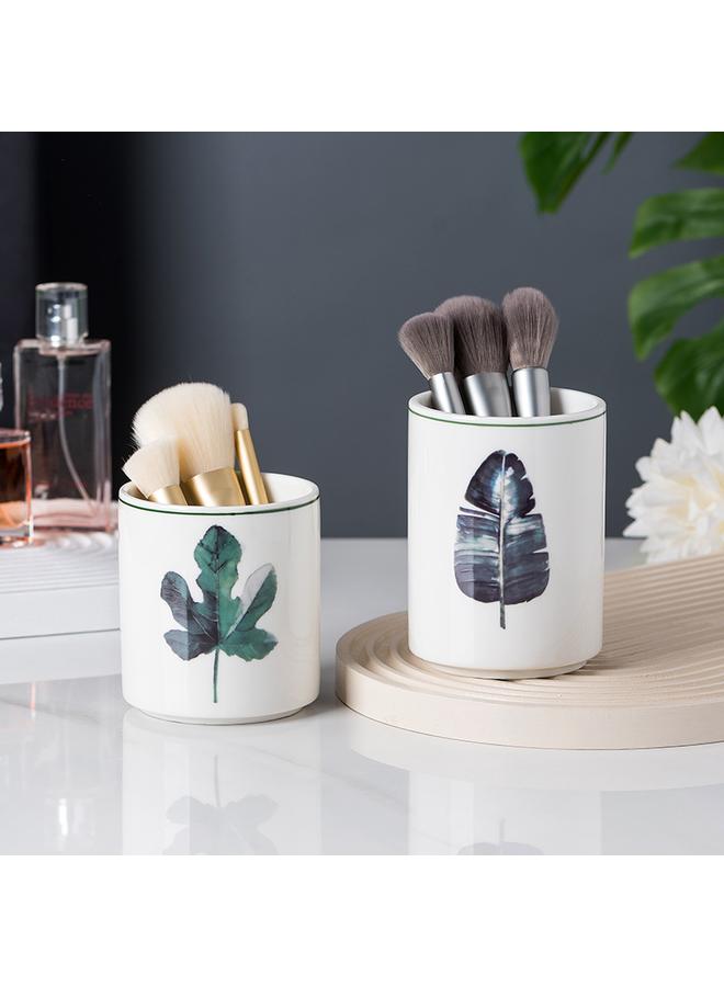 Bluejw Nordic Fresh Pen Conner Ceramic Pen Bucket Cosmetic Brush Storage Tube Eyeliner Eyebrow Pen Bucket Large Capacity Stationery Storage Box - Image 4