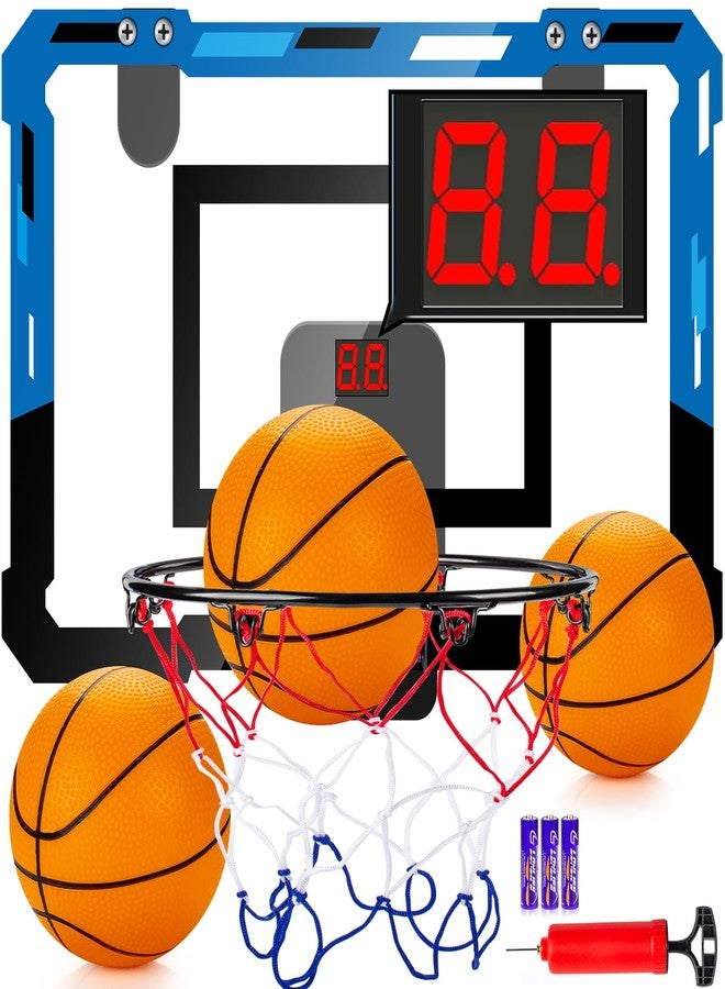 Loiley Basketball Hoop Indoor for Kids Adults with Scorer with 2 Scoring Methods, Door Room Basketball Mini Hoop with 3 Batteries and Balls, Basketball Accessories for Teen Boy Gifts, Blue - Image 1