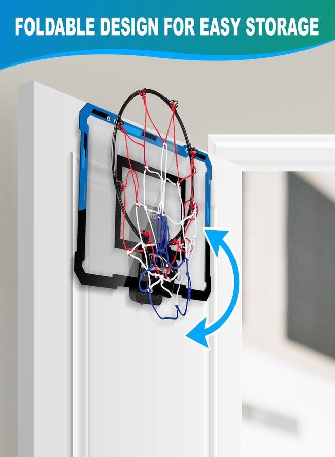 Loiley Basketball Hoop Indoor for Kids Adults with Scorer with 2 Scoring Methods, Door Room Basketball Mini Hoop with 3 Batteries and Balls, Basketball Accessories for Teen Boy Gifts, Blue - Image 4