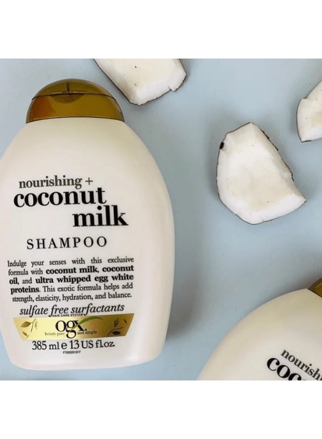 OGX Nourishing + Coconut Milk Shampoo for Stronger, Hydrated Hair, 385 ml - Image 3