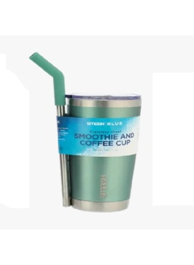 smash Stainless Steel Smoothie and Coffee Cup with Straw Assorted Color 550ml