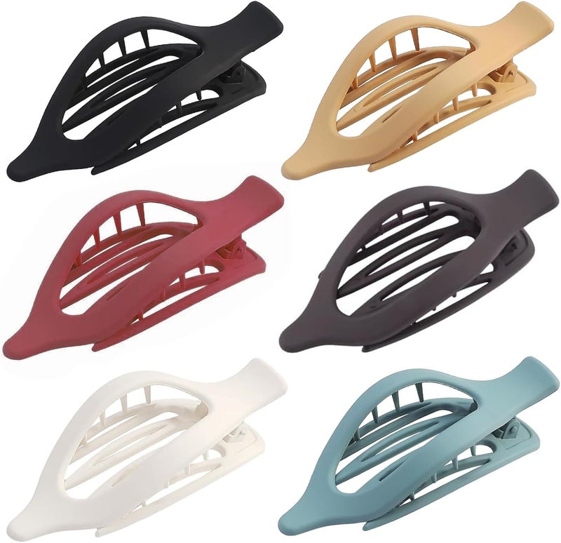 6 pcs Hair Clips WomenFrench Flat Hair Clips Girls Curved Claw ClipLay Down Oval Hair Claw ClipsStrong Hold Hair Clamps for FineThickShort Hair