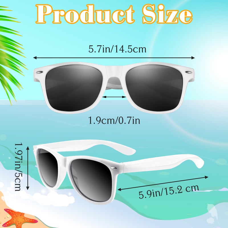 ASTARON Neon Novelty Sunglasses Bulk,12 Pack Novelty Sunglasses Party Favors for Summer Beach Wedding Party, Birthday Party Supplies Goody Bag Favors(White) - Image 2