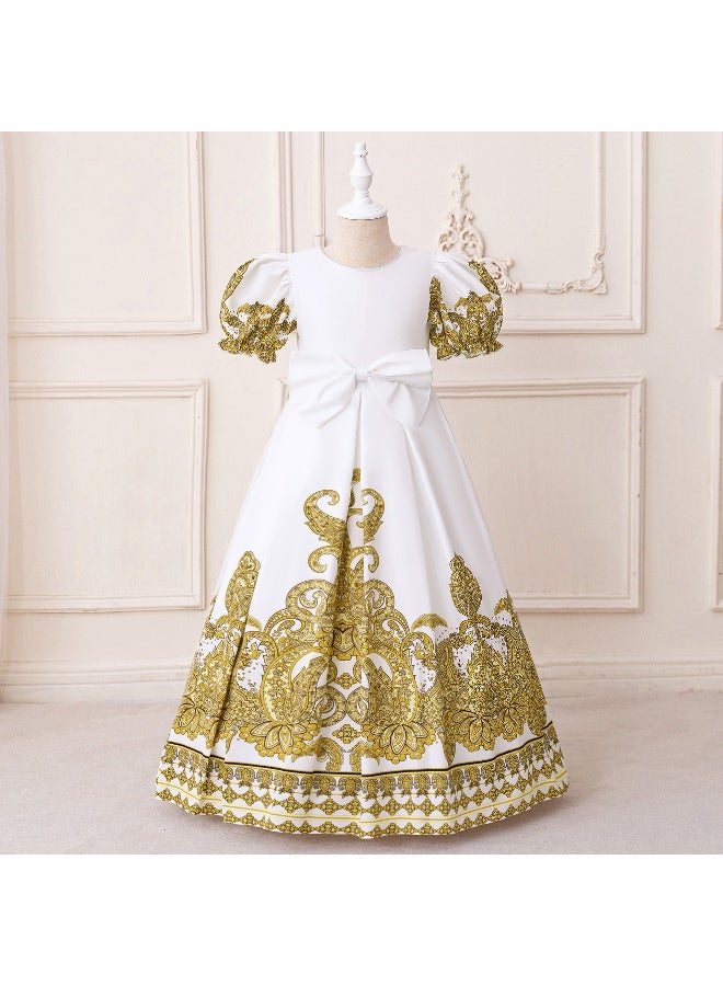 NIBEMINENT Muslim Girls Abaya Long Sleeve Prayer Dress Middle East Muslim Dubai Robe for 4-8 Years - Image 1