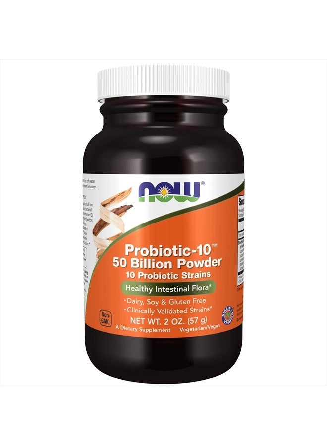 now Supplements, Probiotic-10™ Powder, 50 Billion, with 10 Probiotic Strains, Strain Verified, 2-Ounce - Image 1