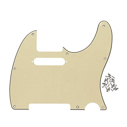 FLEOR 8 Hole TL Pickguard Scratch Plate with Pickguard Screws Set Fit USA/MX Standard TL Style Pickguard Replacement, 3Ply Cream - Image 1