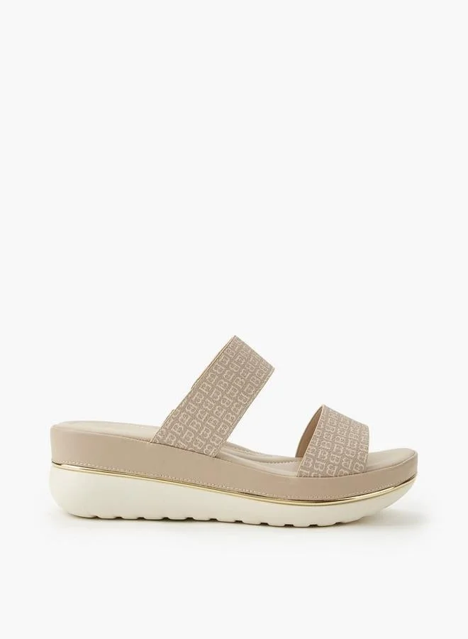 Women Monogram Print Wedge Sandals