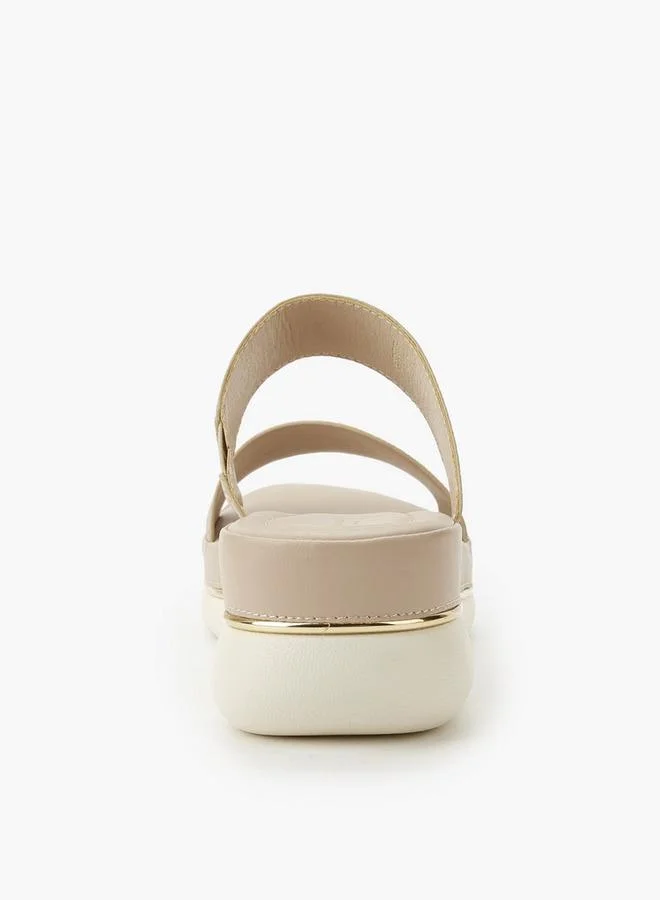 Flora Bella By Shoexpress TAUPE Women Monogram Print Wedge Sandals for Women | Best Price UAE