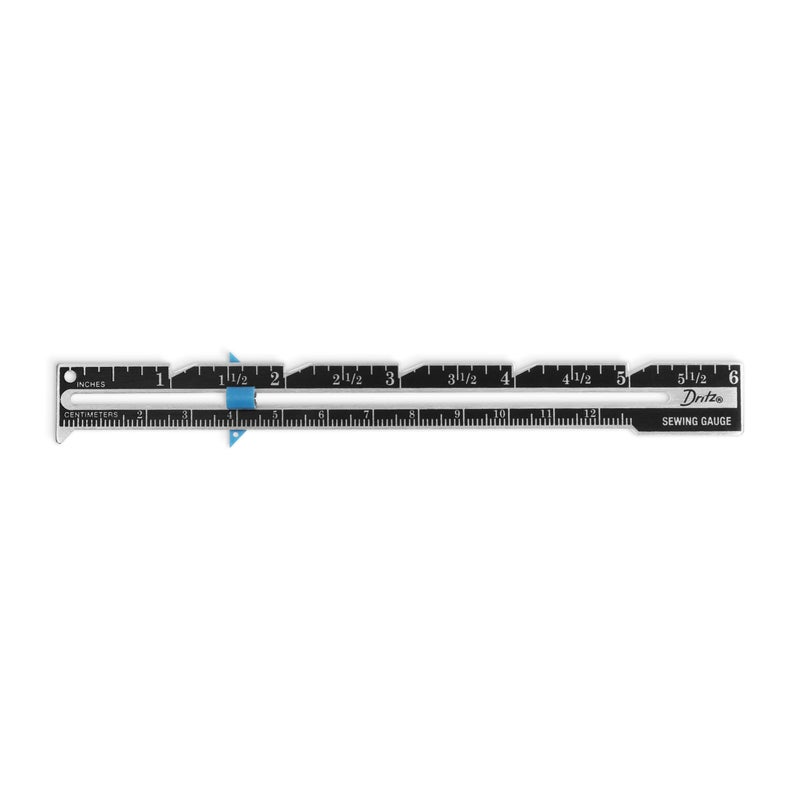 Dritz Dritz 6" Sliding Marker Sewing Gauge, Nickel with Black Printing and Blue Slider  - Image 2