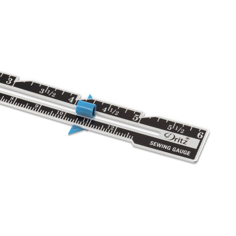 Dritz Dritz 6" Sliding Marker Sewing Gauge, Nickel with Black Printing and Blue Slider  - Image 4