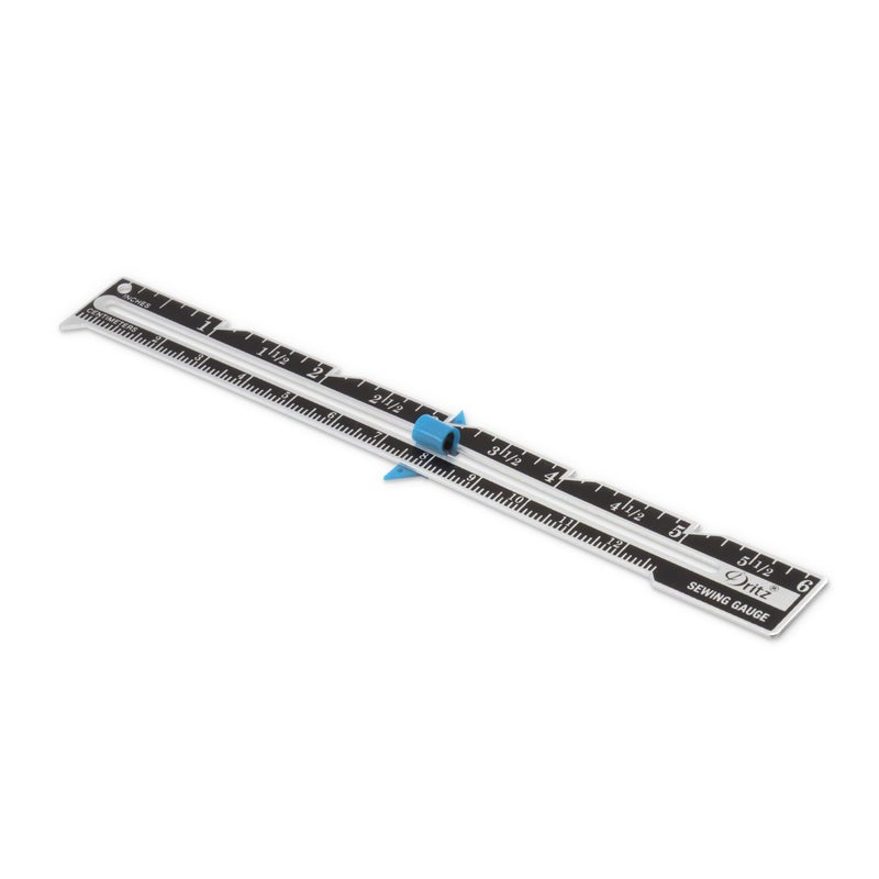 Dritz Dritz 6" Sliding Marker Sewing Gauge, Nickel with Black Printing and Blue Slider  - Image 5