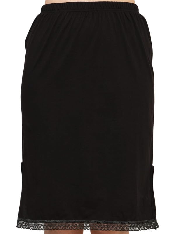 TIZEE Cotton Under Skirt for Women Black Soft & Breathable Slip Skirt for Saree, Dresses & Layering Anti-Static Comfortable Fit Size M - Image 4