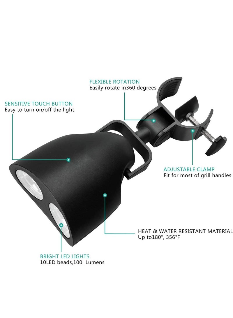 SYOSI Barbecue Grill Light, Outdoor 360 Degree Flexible BBQ Light with 10 Super Bright LED Lights, Heat Resistant Night Grill Light with Sturdy Clamp Mount Fits Most Grill Handle, Batteries not Included - Image 4