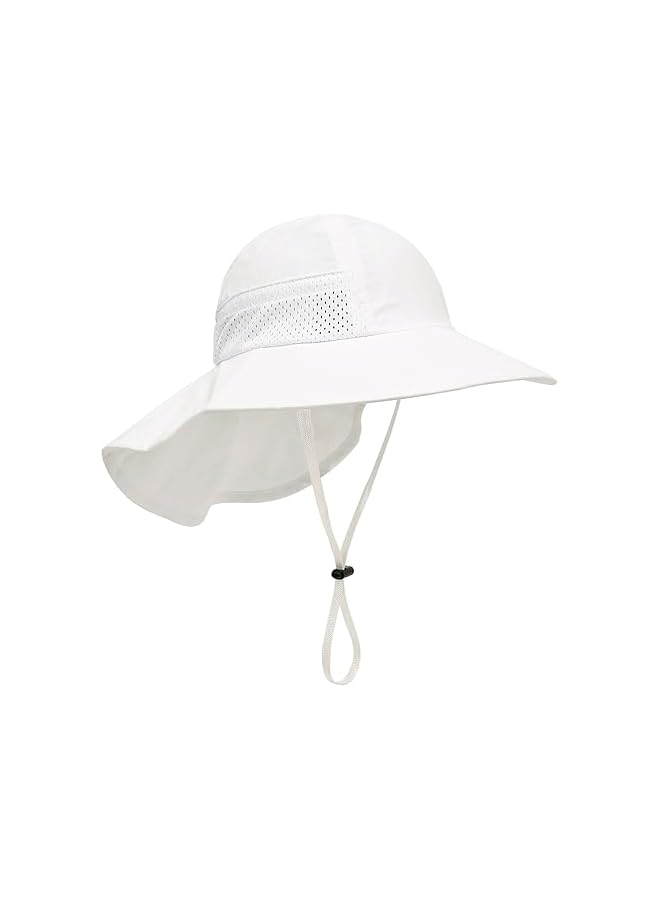 قبعة شمسية للأطفال من 1 إلى 7 سنوات، للأطفال والبنات، مع حماية من الأشعة فوق البنفسجية UPF 50+، حواف عريضة وستارة للرقبة، مثالية للعب على الشاطئ في الصيف. - Image 3