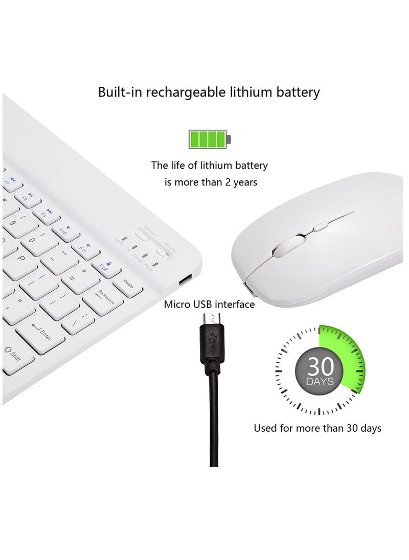 ELTRAZONE - Ultra-Slim Bluetooth Keyboard and Mouse Combo Rechargeable Portable Wireless Keyboard Mouse Set for Apple iPad iPhone iOS 13 and Above Samsung Tablet Phone Smartphone Android Windows (White - Image 1