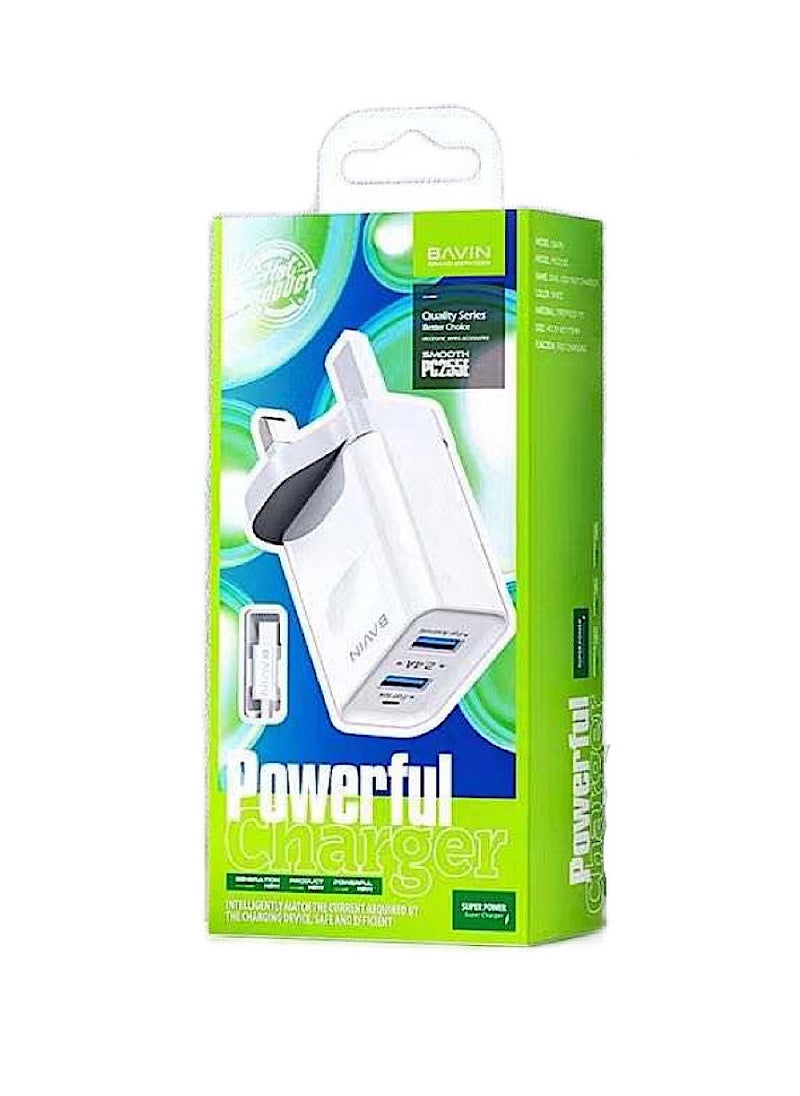 Bavin - 2-Port Fast Wall Charger With Lightning Cable White - Image 1