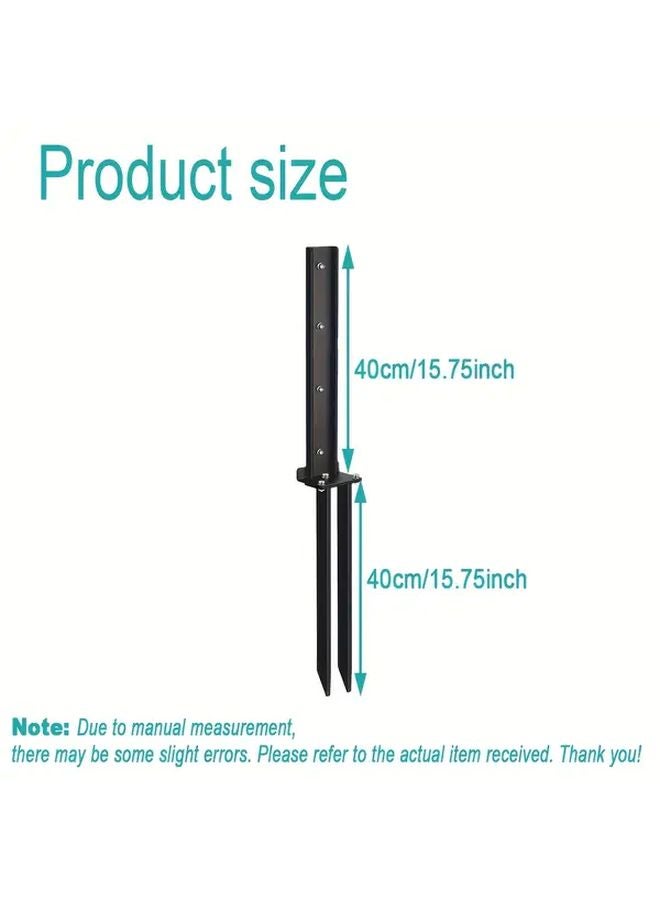 قطعتان من مجموعة إصلاح مرسى سياج مطلي بالمسحوق الأسود مع وتد مزدوج للأرضية للأخشاب المائلة - Image 4